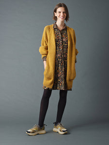Indi & Cold Chunky knit open jacket in Mustard