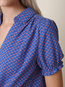 Indi & Cold Printed cotton shirt voile shirt in Cobalt blue - CW CW 