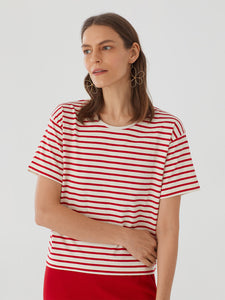 Nice Things Striped short sleeve t-shirt in Red