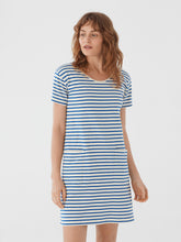 Load image into Gallery viewer, Nice Things Striped short sleeve jersey dress in Indigo Blue
