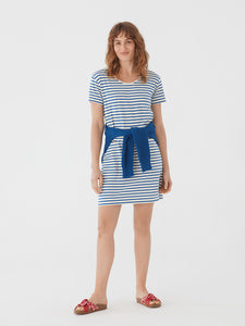 Nice Things Striped short sleeve jersey dress in Indigo Blue