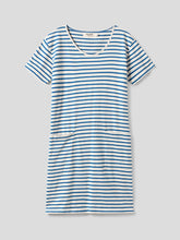 Load image into Gallery viewer, Nice Things Striped short sleeve jersey dress in Indigo Blue
