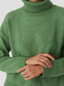 Nice Things Turtle neck boxy jumper in Medium Green