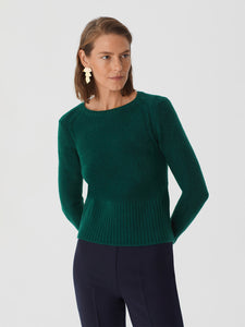 Nice Things Cable armhole detail and deep rib hem in Forest Green