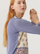 Load image into Gallery viewer, Nice Things Paisley print woven panel front knitted cardigan Lavender
