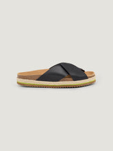 Load image into Gallery viewer, Nice Things Cross Front Leather slides Navy
