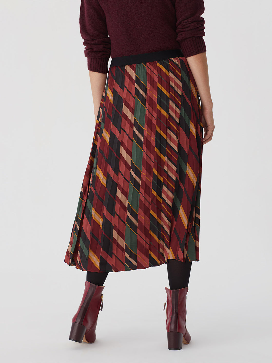 Nice Things 'Mixed Stripe' print pleated skirt in Black Multi