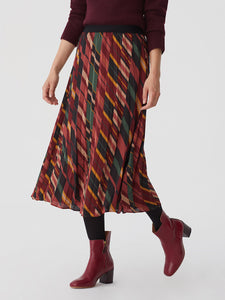 Nice Things 'Mixed Stripe' print pleated skirt in Black Multi