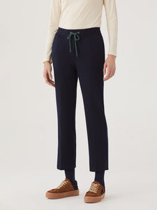 Nice things Drawstring detail smart relaxed pants in Navy