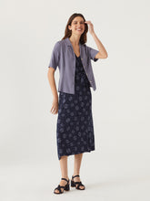 Load image into Gallery viewer, Nice Things Balance print tied waist dress Navy
