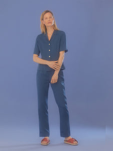 Nice Things Feature elastic waist soft pant Soft Blue