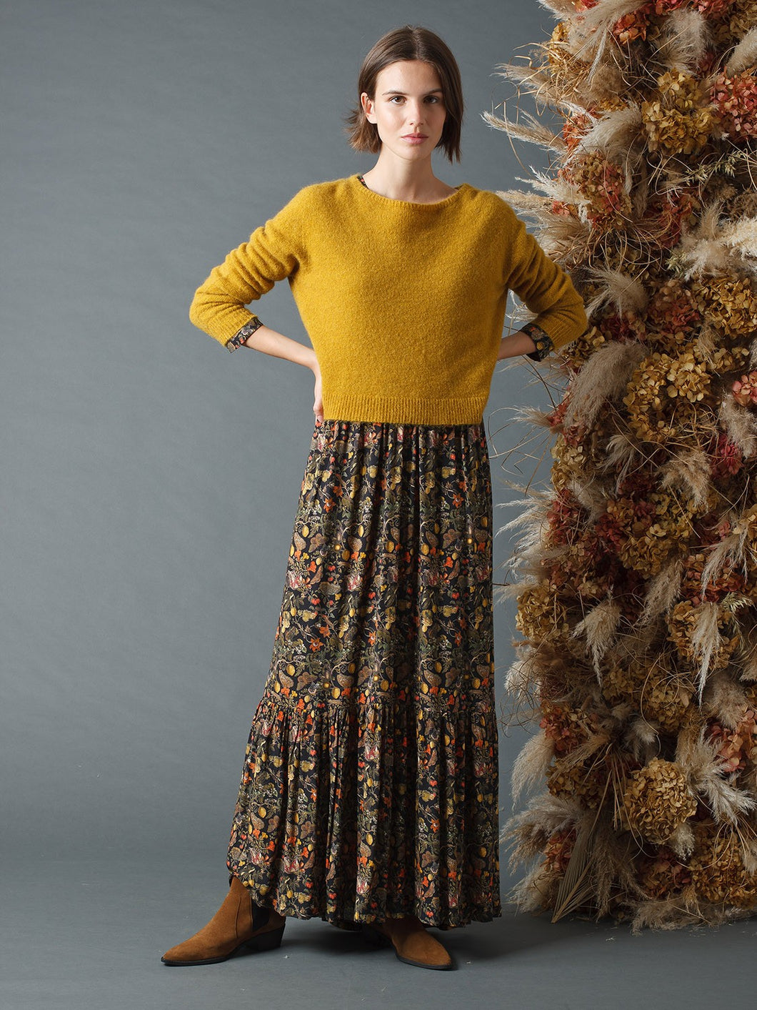 Indi & Cold cropped knit in Mustard