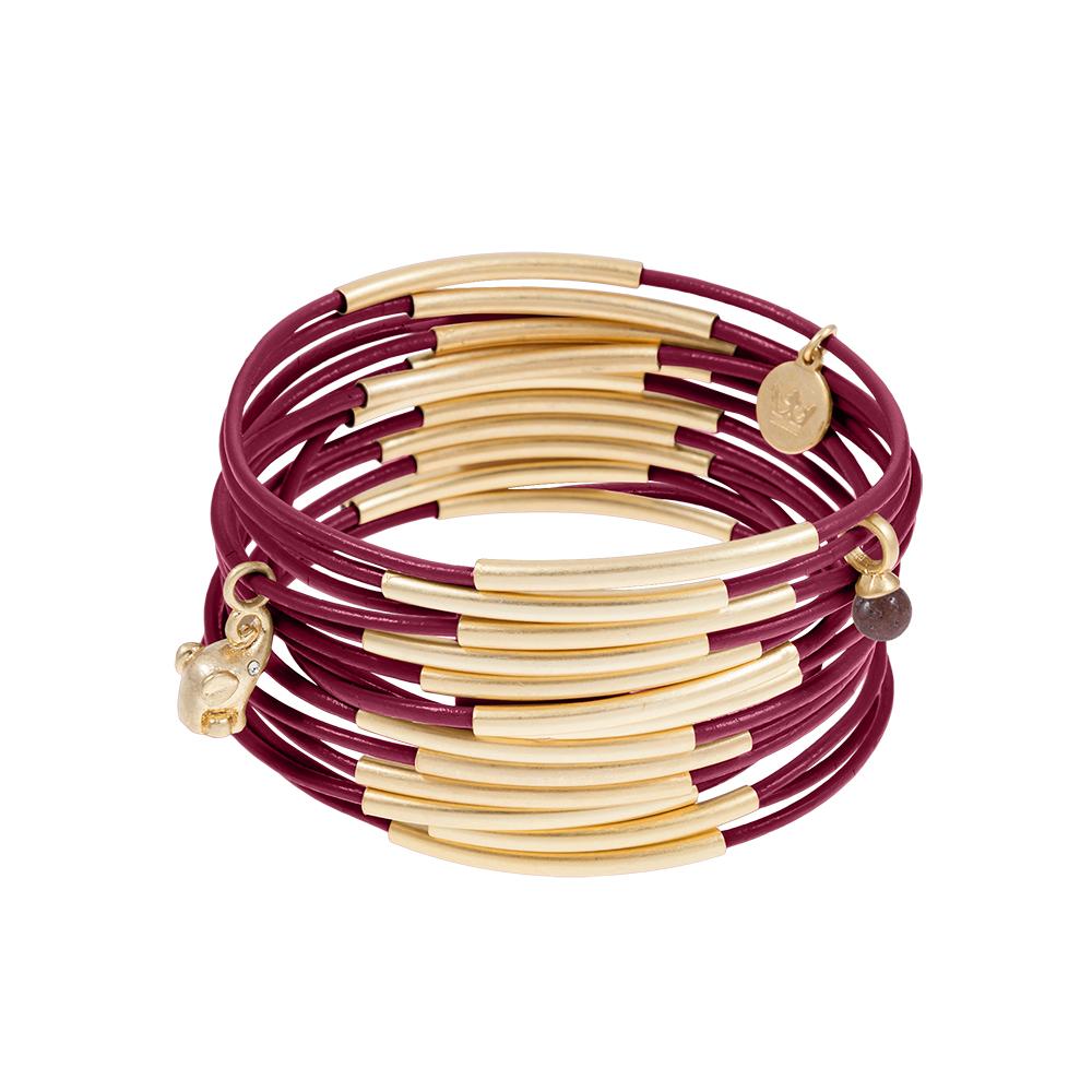 Sence Urban Gypsy leather stacker bracelet in Lava and Worn Gold