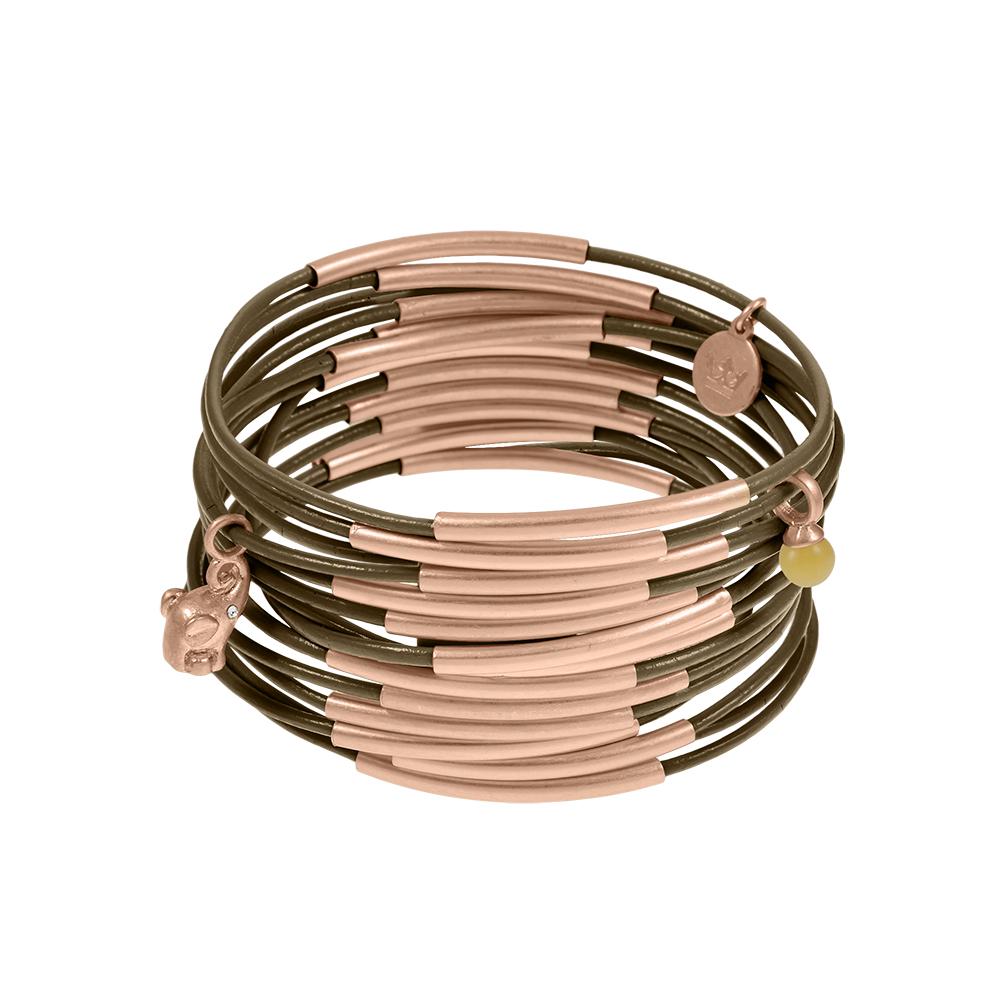 Sence Urban Gypsy multi stack leather bangles in Beech Rose Gold