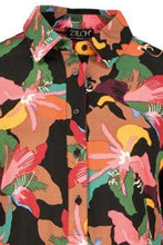 Load image into Gallery viewer, Zilch Lily print long sleeve shirt dress in Black Multi
