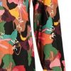 Zilch Lily print long sleeve shirt dress in Black Multi