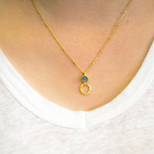 Azuni Larissa gemstone ball and trace chain necklace in Gold with aqua chalcedony - CW CW 