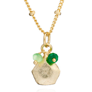 Azuni Alaya charm and stone cluster necklace in Gold with green onyx and prehnite - CW CW 