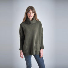 Load image into Gallery viewer, Bibico Adela oversized roll neck jumper with patch pocket detail in Green
