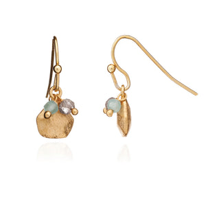 Azuni Alaya gemstone charm and stone cluster hook earrings in Aqua chalcedony and labraborite - CW CW 
