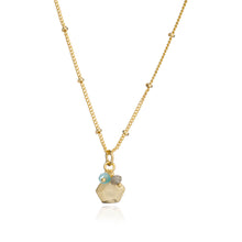 Load image into Gallery viewer, Azuni Alaya charm and stone cluster necklace in Gold with Aqua chalcedony and labraborite - CW CW 
