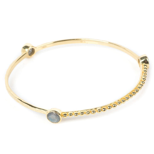 Azuni Three circular gemstone stacking bangle in Gold - CW CW 