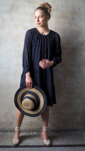 Part Two Banu georgette polka dot dress with tiered hem in Dark navy - CW CW 