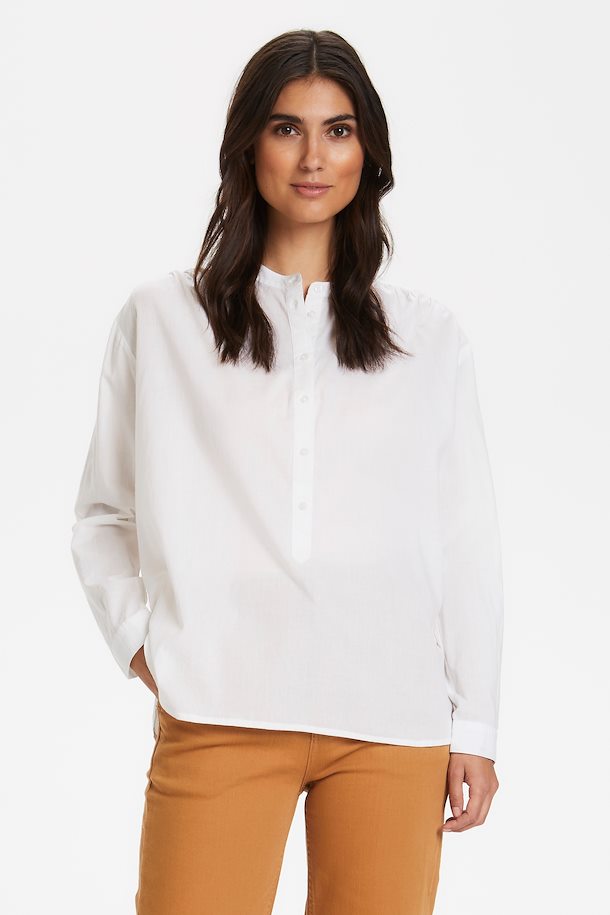 Part Two Bianca grandad collar cotton shirt in Bright white - CW CW 