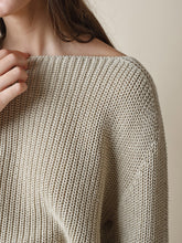 Load image into Gallery viewer, Indi &amp; Cold boat neck cotton mix ribbed jumper in Pebble - CW CW 
