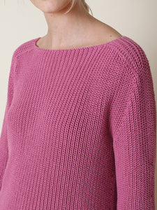Indi & Cold boat neck cotton mix ribbed jumper in Pink - CW CW 