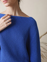 Load image into Gallery viewer, Indi &amp; Cold boat neck cotton mix ribbed jumper in Cobalt blue - CW CW 
