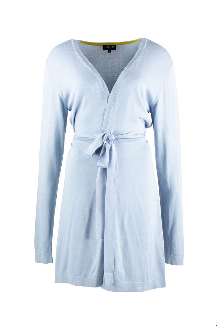 Zilch Long line belted bamboo cardigan in heaven blue - CW CW 