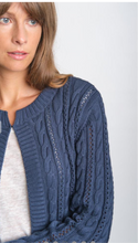 Load image into Gallery viewer, BIBICO Kate cropped Aran cotton cardigan in Navy - CW CW 
