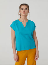Load image into Gallery viewer, Nice things Basic textured cotton top in Turquoise - CW CW 
