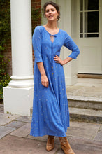 Load image into Gallery viewer, Aspiga Crystal Embroidered cotton dress Marina Blue Gold

