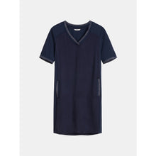 Load image into Gallery viewer, Sandwich Cupro dress with lurex edging detail in Navy - CW CW 
