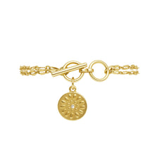 Load image into Gallery viewer, Dansk Copenhagen Daisy embossed double chain bracelet in Gold - CW CW 
