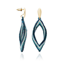 Load image into Gallery viewer, Azuni Yasi twisted bead earrings in Gold with blue, green and bronze beads - CW CW 
