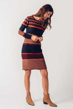 Load image into Gallery viewer, SKFK Durne stunning autumnal horizontal stripe knitted dress in Multi colour
