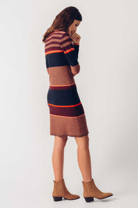 SKFK Durne stunning autumnal horizontal stripe knitted dress in Multi colour
