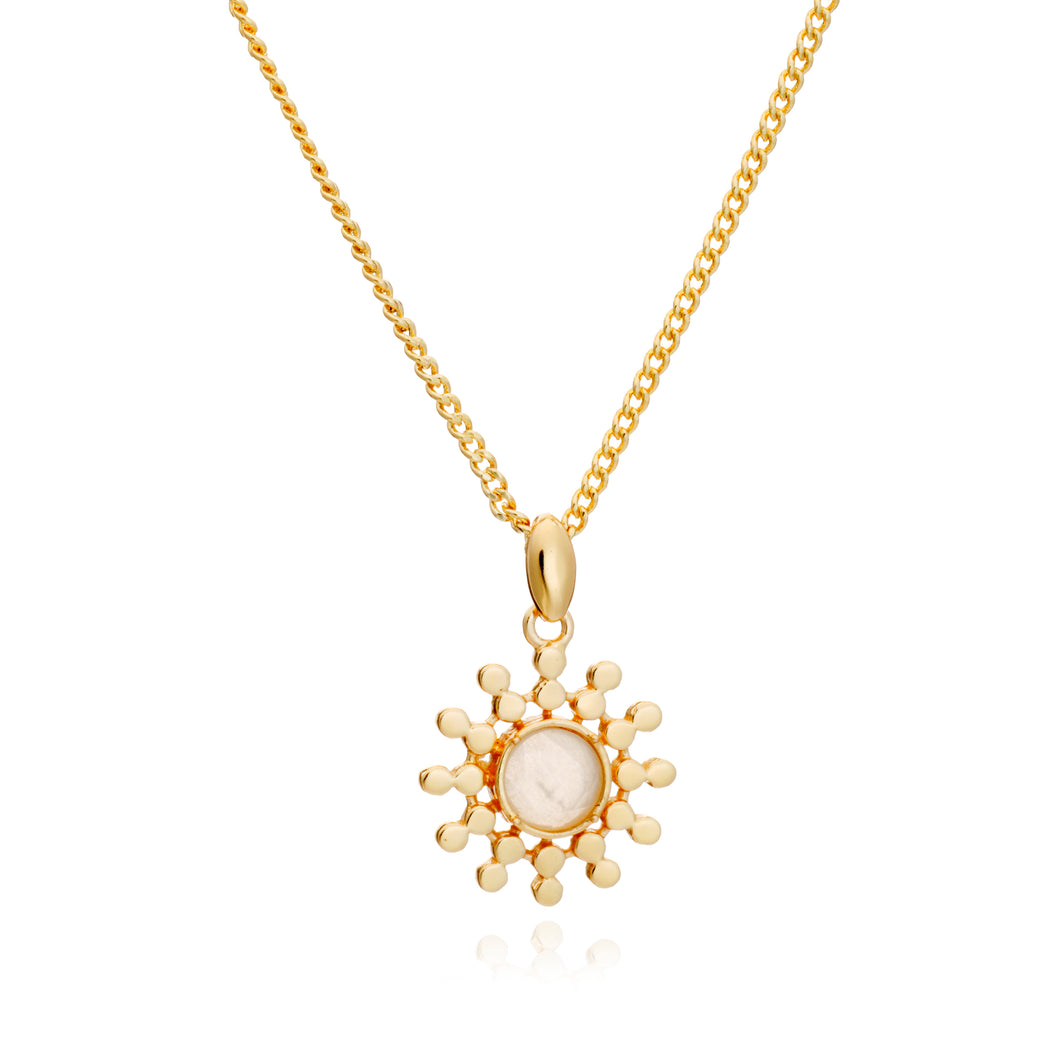 Azuni Etrusca sun drop pendant with Moonstone in Gold