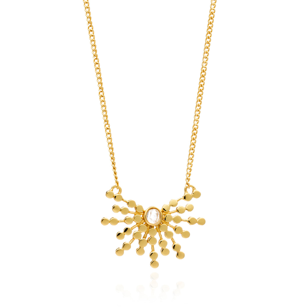 Azuni Etrusca radiating bead gemstone pendant with Rose Quartz in Gold