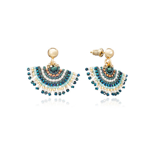 Azuni Radiating fan beaded stud earrings in Blue, green and blue - CW CW 