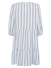 Load image into Gallery viewer, Great Plains Summer variated stripe round neck dress in Azure and Milk
