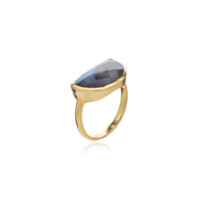 Load image into Gallery viewer, Azuni Skyler half-moon stone ring in Gold with labradorite - CW CW 
