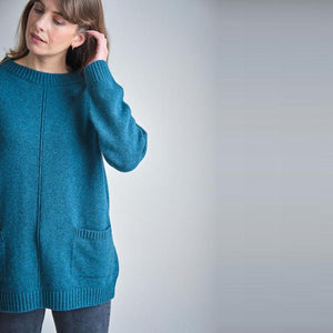 Bibico Iris oversized boat neck oversized jumper with patch pockets in Emerald