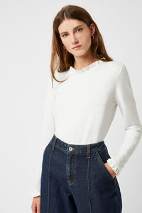 Great Plains frill neck and cuff jersey top in Winter Berry