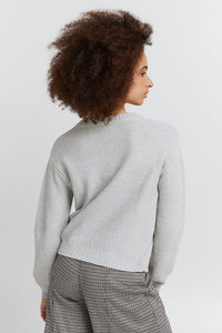 Ichi Noelle Textured knit cardigan Light Grey Melange