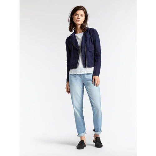 Sandwich Linen biker style jacket in Navy - CW CW 