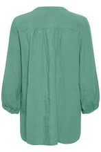 Load image into Gallery viewer, Part Two Lydia easy linen shirt with 3/4 sleeves in Green - CW CW 
